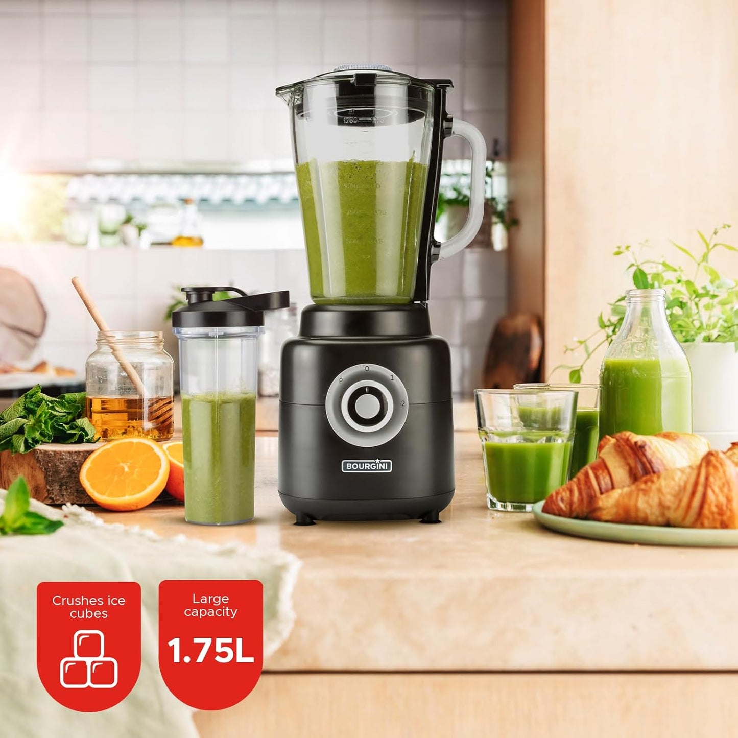 Blender Bourgini Power Blender, 1.75L, 1000W, 1.75L, i zi