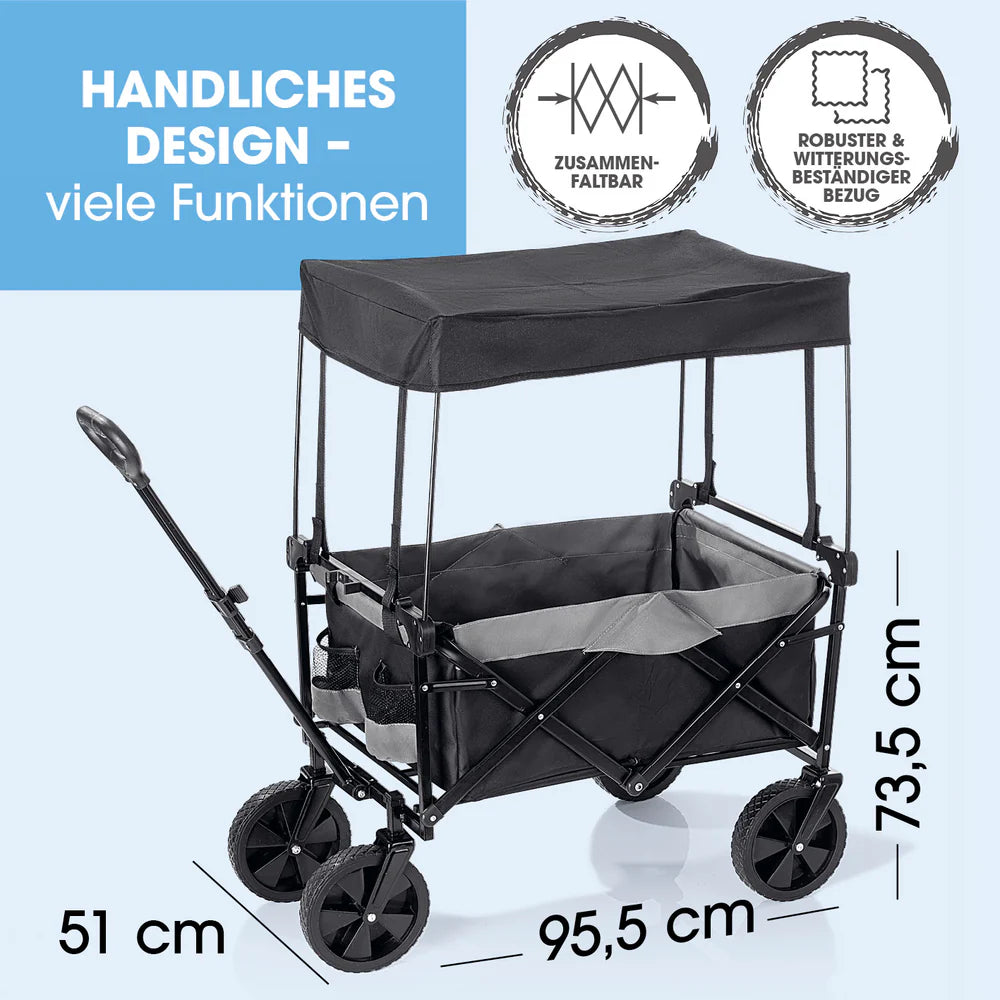 Karrocë palosëse EASYmaxx Klapp-Bollerwagen, kapacitet deri 80 kg, rrota 360°, strukturë metalike, ngjyrë gri/zezë