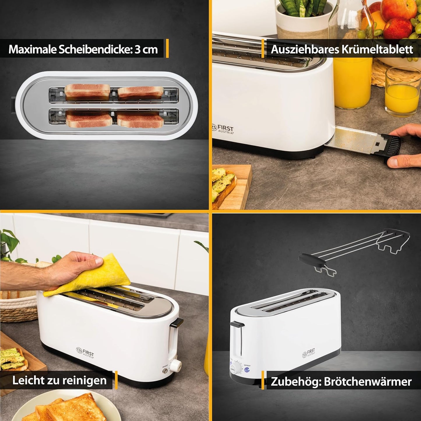 Toster FIRST Austria FA-5368-5 4-Slice, 1400W, XL, i bardhë