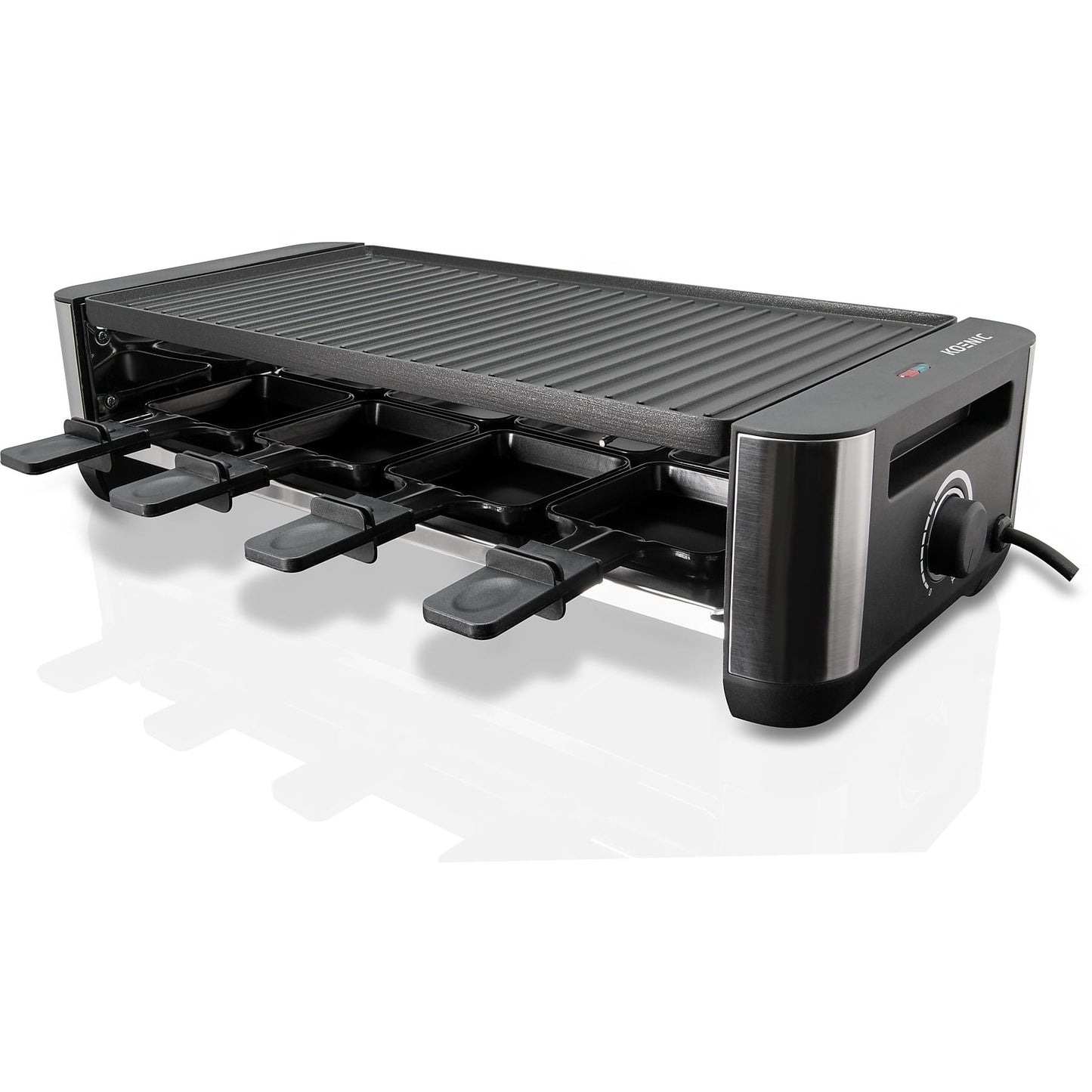 Grill tavoline KOENIC Raclette, 1500w, e zezë/inox