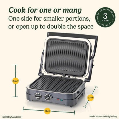 Grill elektrik Cuisinart GR47E, 1650W, 36 x 33 cm, i hirtë