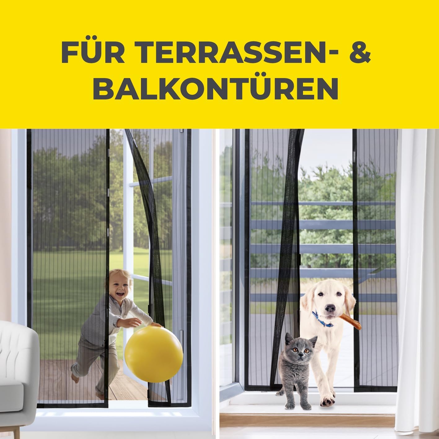 Perde magnetike për dyer EASYmaxx, 90 x 210 cm, e zezë/transparente