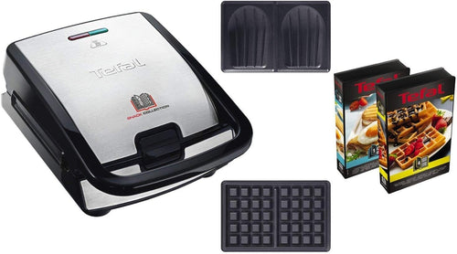 Toster multifunksional Tefal Snack Collection SW852D, 700W, Waffle / Panini / Sandwich, i zi/inox