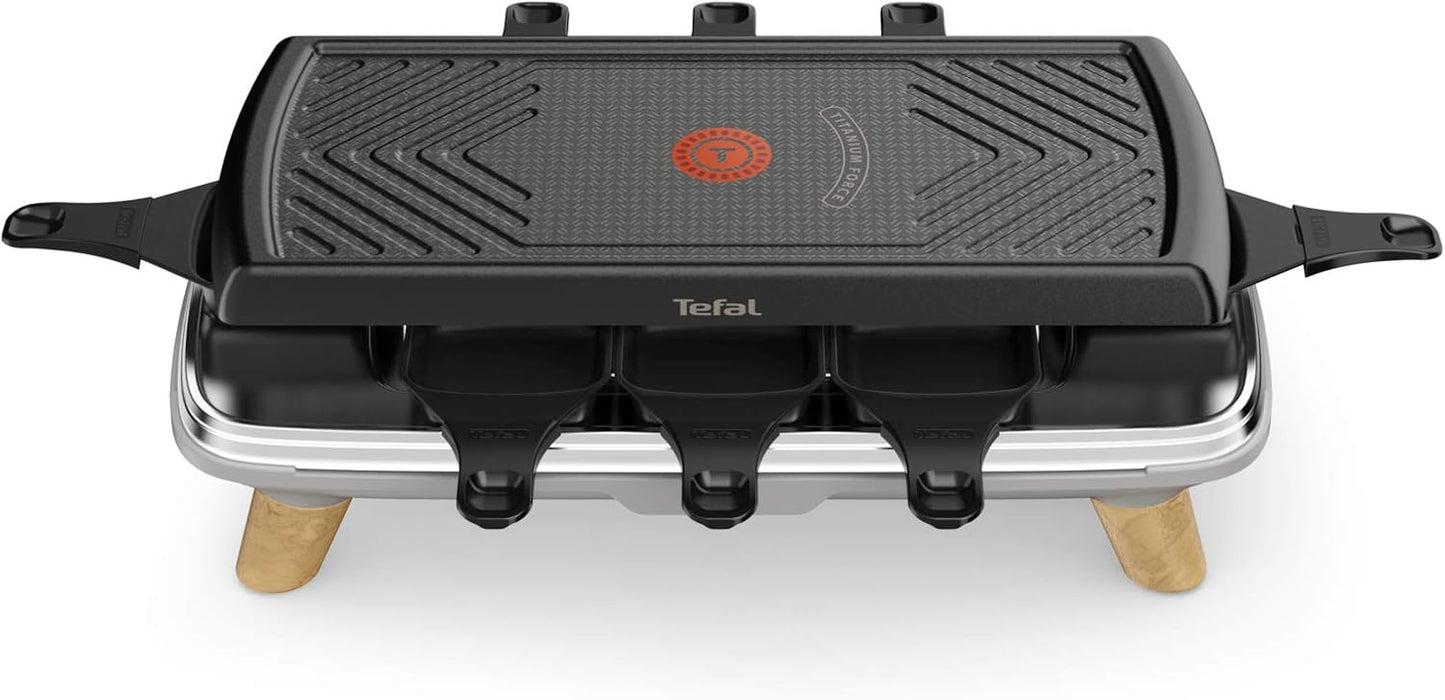 Set grill Tefal Raclette Gourmet RE4588, 1350W, 8 Persona, e zezë