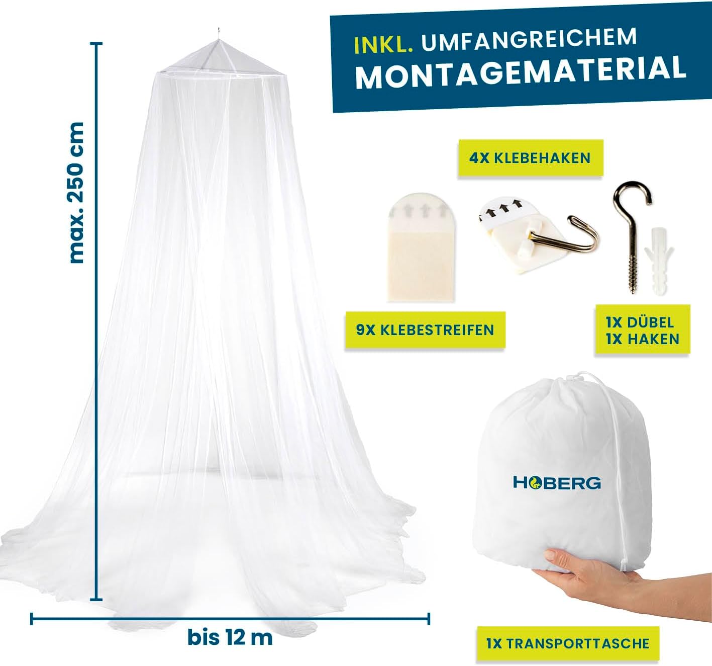Rrjetë kundër insekteve HOBERG Insekten-Baldachin, 60x250x1200 cm, 0.39 kg