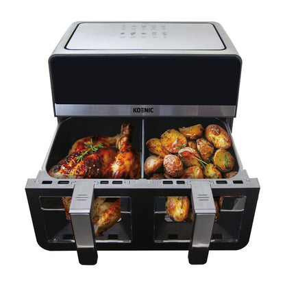 Fritezë Koenic KAF 92424 B Dual Zone, 2400W, 8.9L (2×4.45L), e zezë