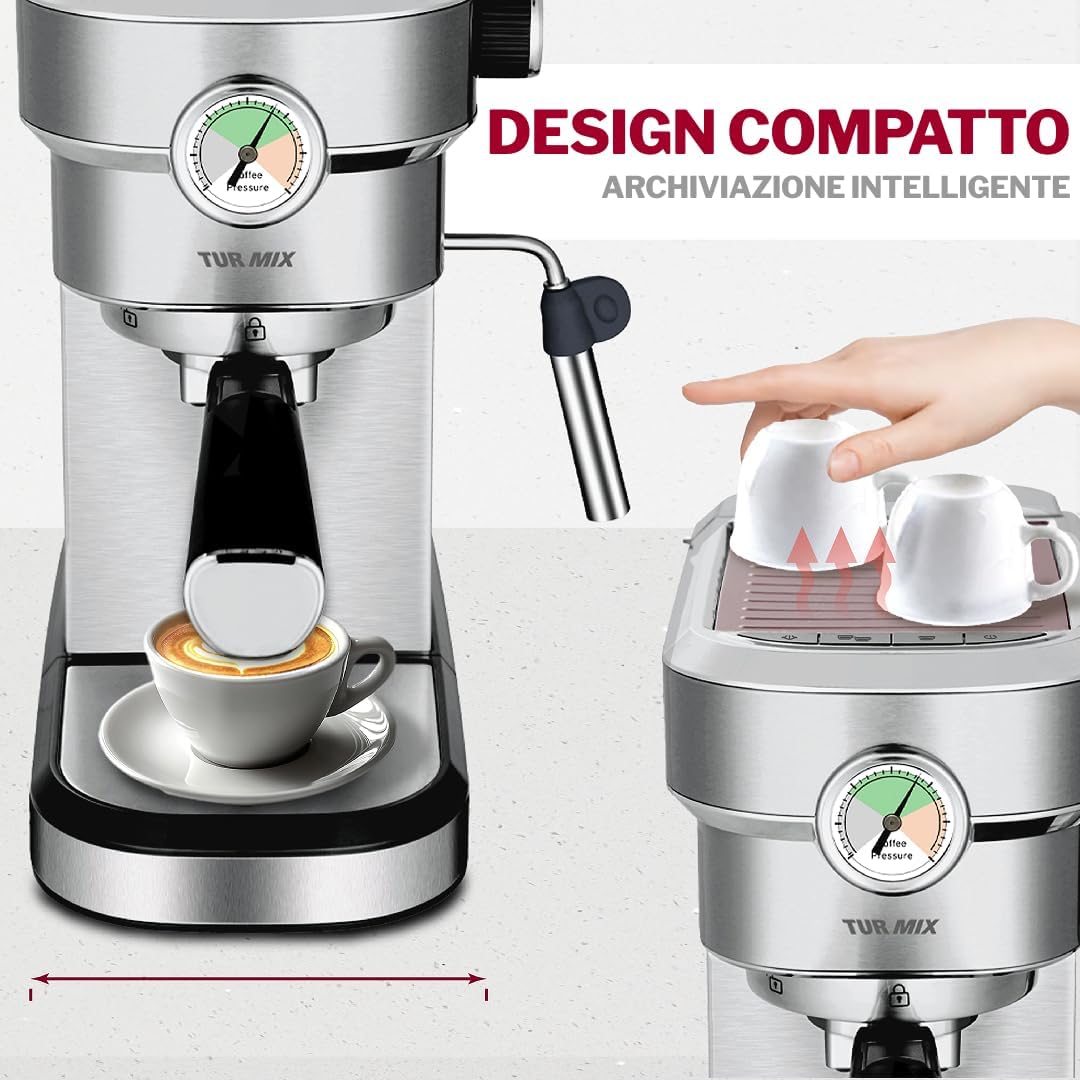 Makinë për kafe TUR MIX TX 590, 1350W, 20 Bar, 1.5L, e hirtë