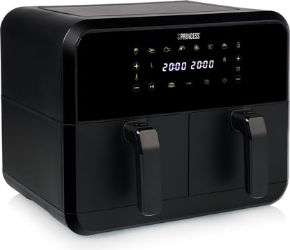 Fritezë PRINCESS Double Basket Airfryer, 2x4L, 2400W, Sync, e zezë