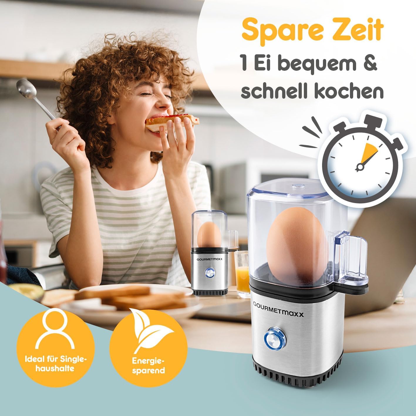 Zierëse e vezëve Elektrike GOURMETmaxx Design-Eierkocher, 1 copë, inox