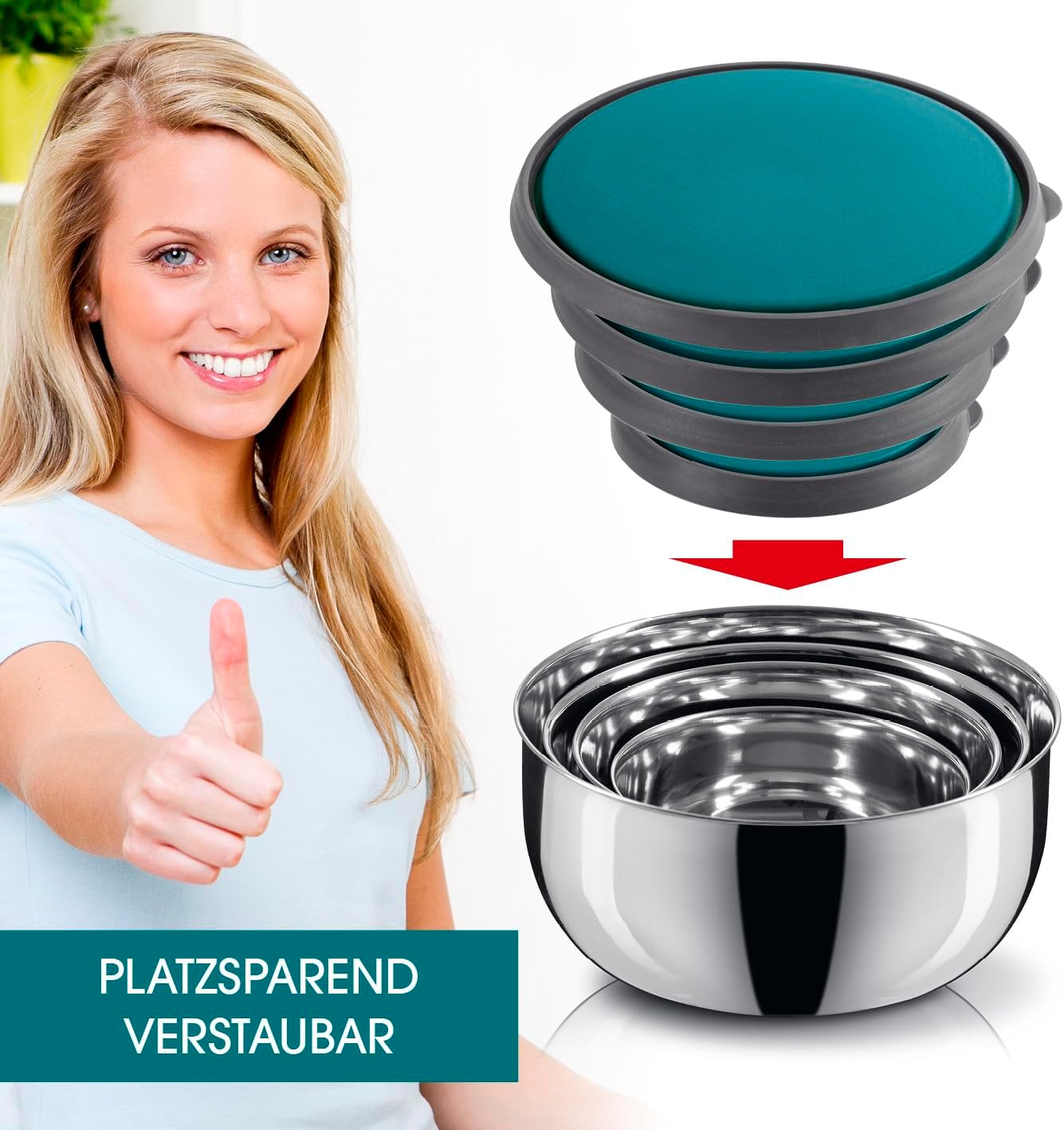 Set tasa GOURMETmaxx Edelstahlschüsseln, 8 pjesë, inox