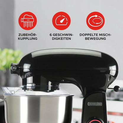 Mikser planetar Bourgini Steel Kitchen Chef Pro, 5.5L, 1800W, i zi