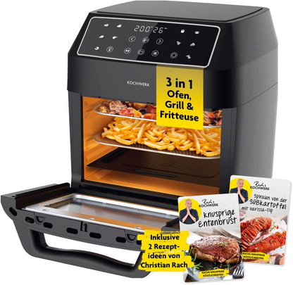 Furrë Rach's Kochwerk 3-in-1 Heissluft-Ofen, 1800W, 12L, 200°C, e zezë