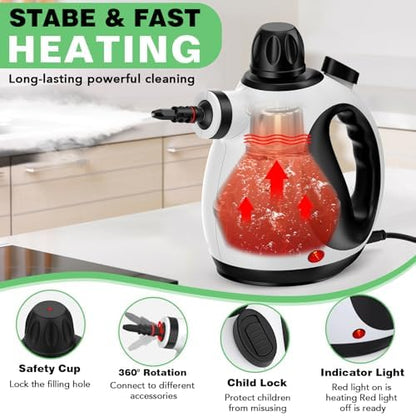 Pastrues me avull KOITAT SC307 Handheld Steam Cleaner, 1050w, i bardhë/zi