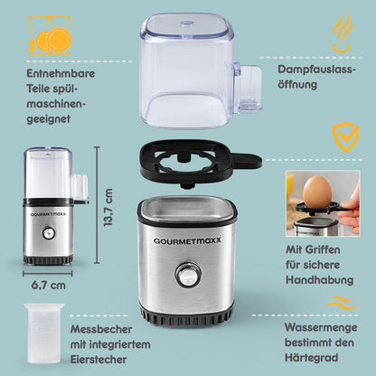 Zierëse e vezëve Elektrike GOURMETmaxx Design-Eierkocher, 1 copë, inox