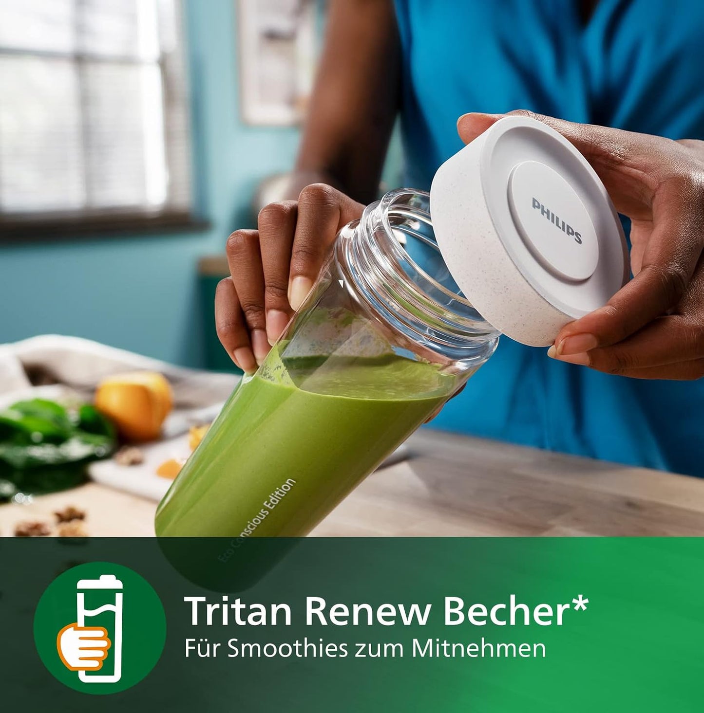 Blender PHILIPS 5000 Series Eco Conscious Edition, 1000w, Plastikë bio-based + çelik inox