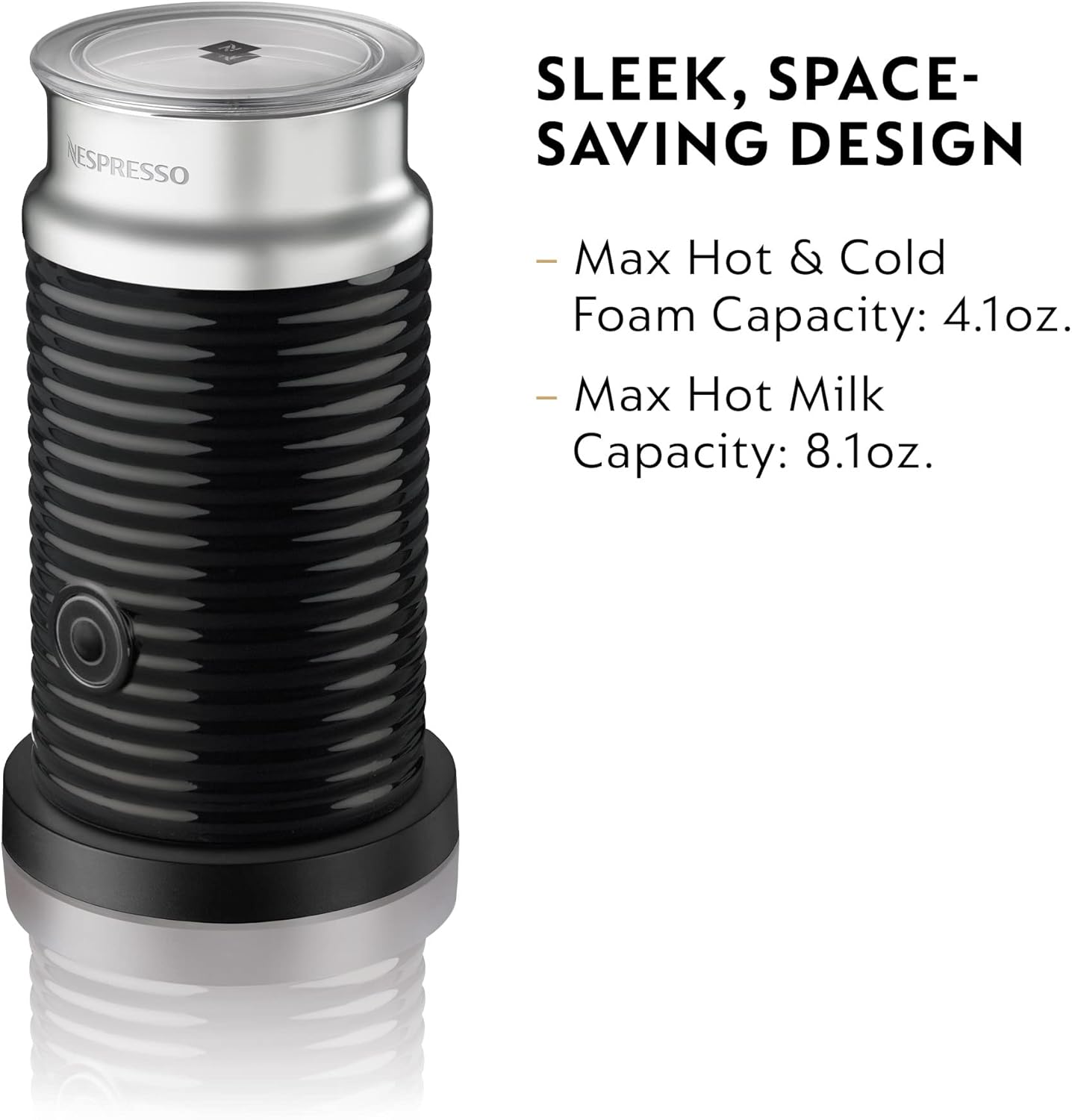 Vlues për qumësht Nespresso Aeroccino 3, 450W, 240 ml, i zi