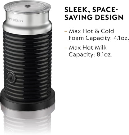 Vlues për qumësht Nespresso Aeroccino 3, 450W, 240 ml, i zi