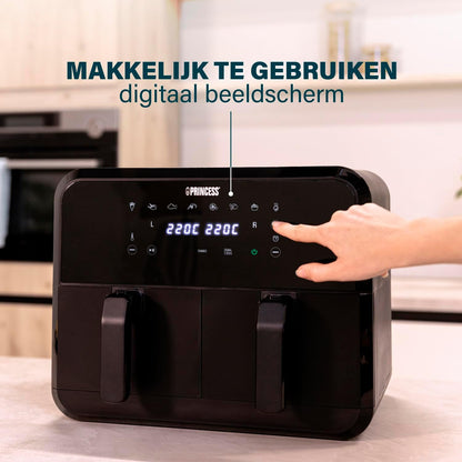 Fritezë Princess Double Basket Airfryer, 2x4L, 2400W, e zezë
