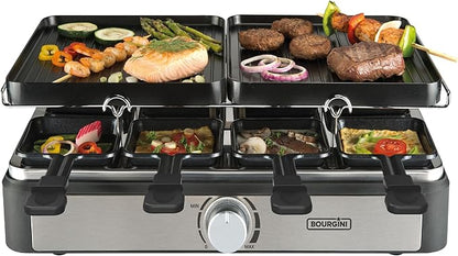 Raclette & Grill Elektrik Bourgini – Gourmet Set 2-në-1