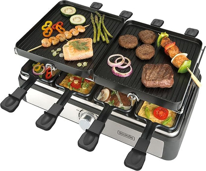 Raclette & Grill Elektrik Bourgini – Gourmet Set 2-në-1
