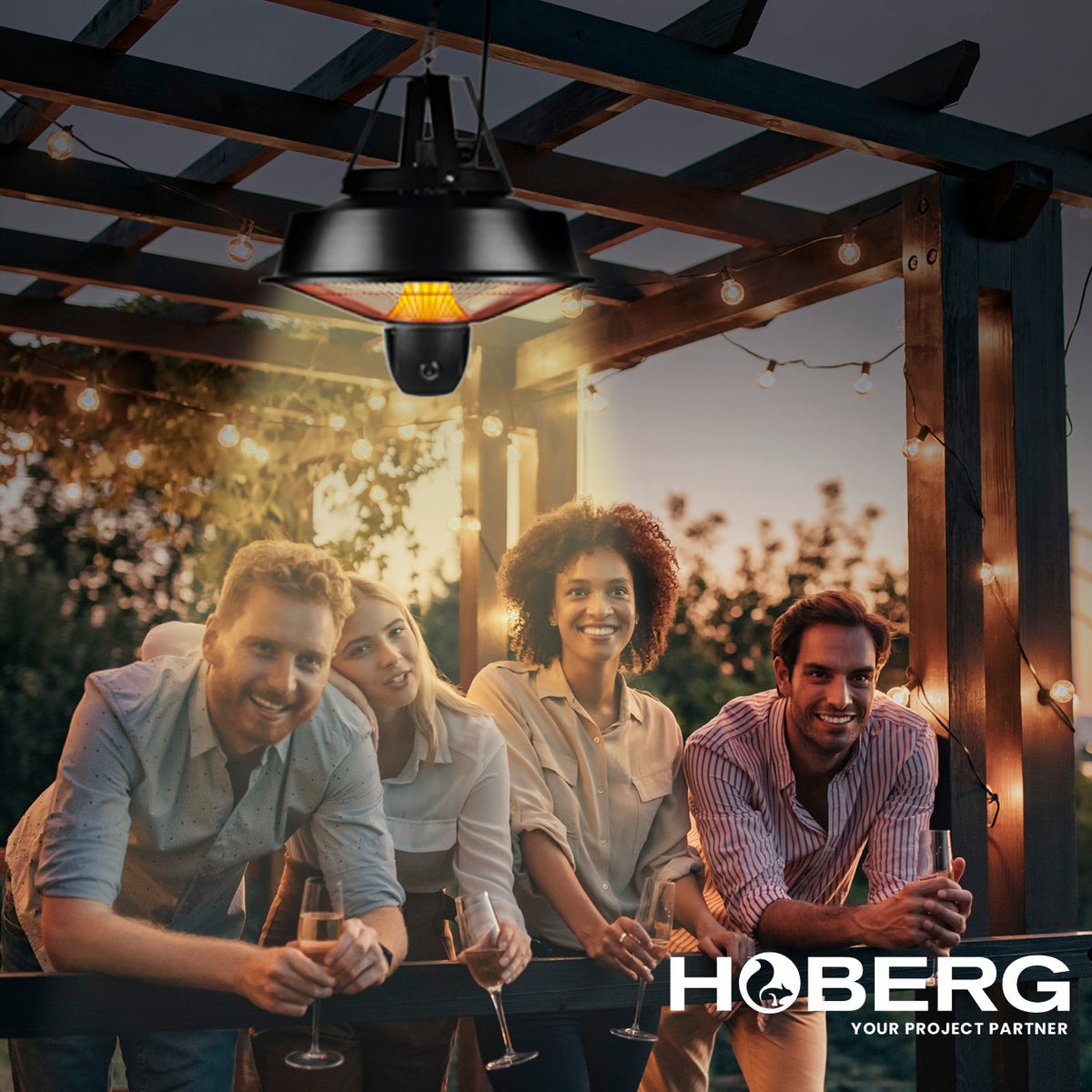 Ngrohës infrarot për tavan HOBERG Infrared Decken-Heizstrahler, 2000 W, 3 nivele ngrohjeje (800/1200/2000 W), telekomandë, IPX4, i zi