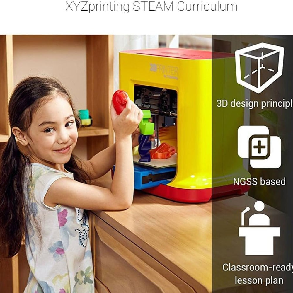 Printer 3D XYZprinting da Vinci miniMaker, teknologji FDM, filament PLA, kompakt për shtëpi & edukim, ngjyrë e bardhë/blu