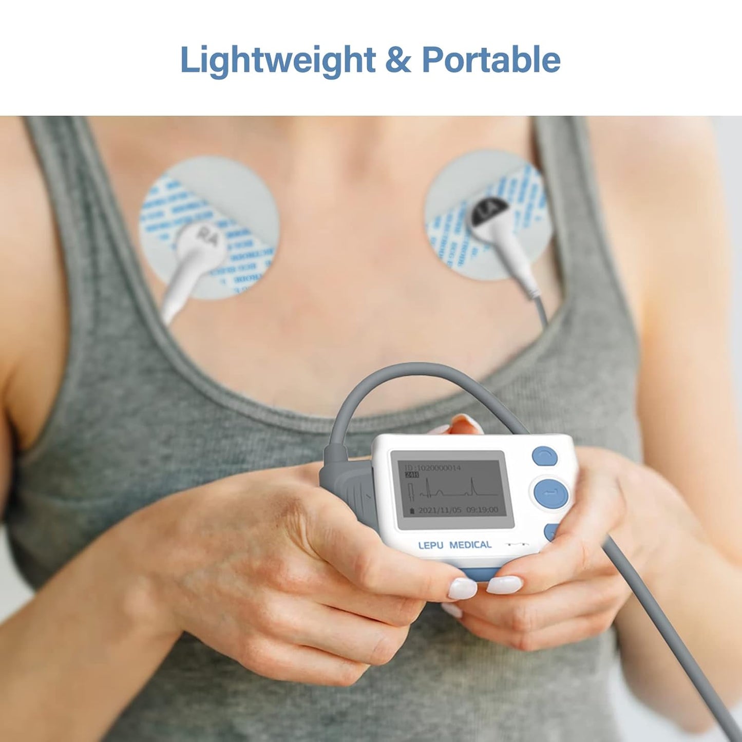 Monitor kardiak Wellue TH12 ECG Holter, 12 kanale, monitorim 24 orë, ekran LCD, pajisje profesionale mjekësore