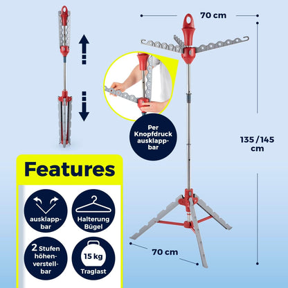 Mbajtëse rrobash EASYmaxx Wäscheständer, palosëse vertikale, lartësi 160–170 cm, metalike, ngjyrë gri