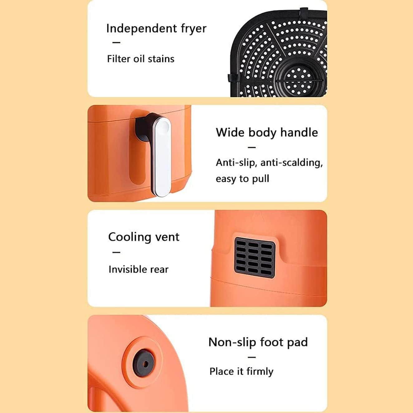 Fritezë ajri KOENIC KAF 41324 O, 3.3 L, 1300w, portokalli