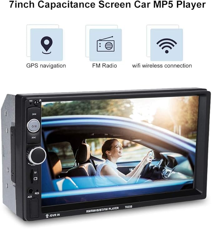 Autoradio 2 DIN Touchscreen 7” MP5 Player, Bluetooth, FM Radio, Mirror Link Android/iOS, 4×60W, 12V