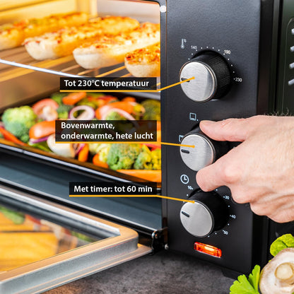 Furrë elektrike TZS First Austria FA-5043-1, 30 L, 1600 W, e zezë