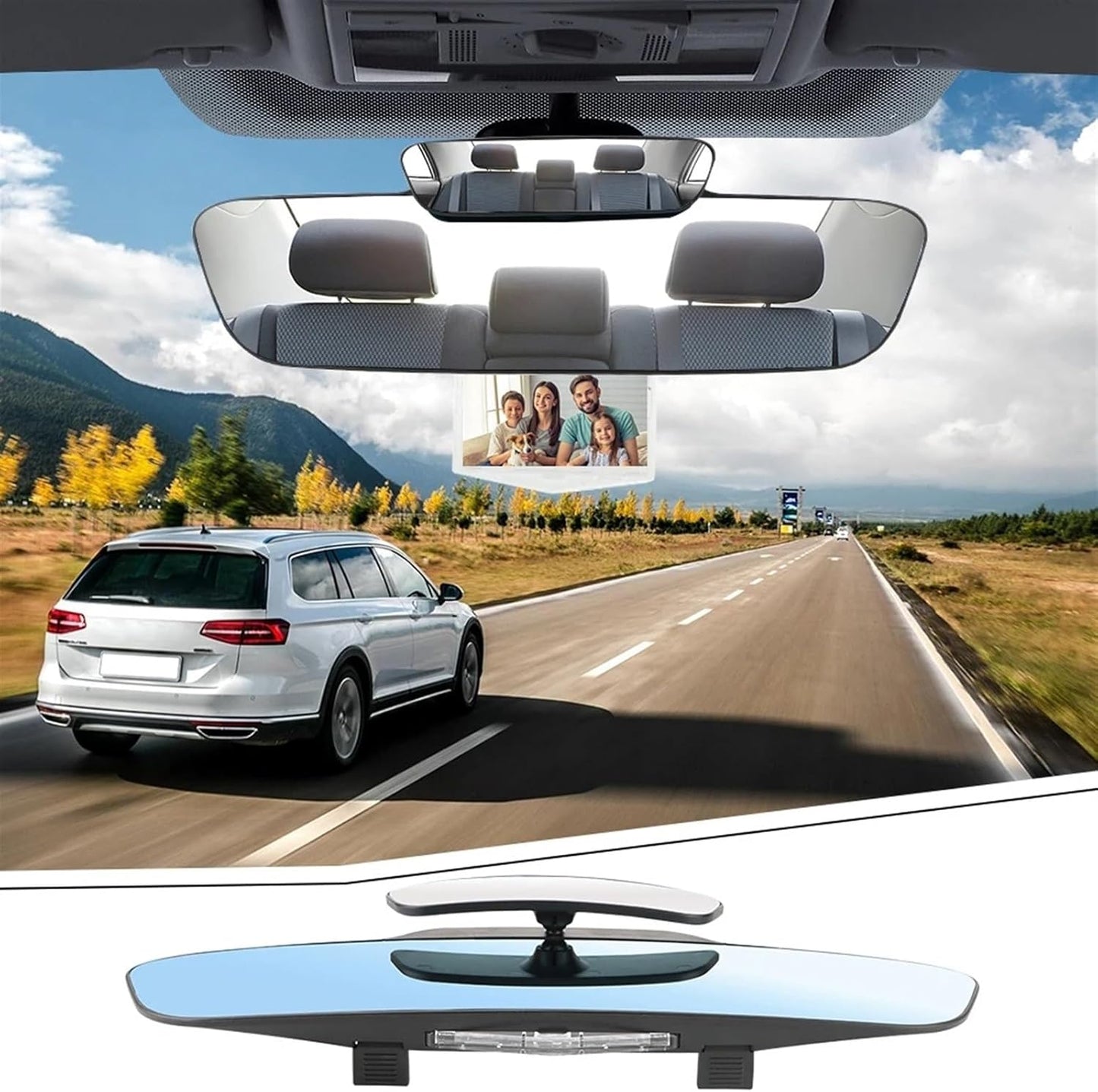 Pasqyrë për veturë Multi-Function Rearview Mirror DM-064, Dual, universale, ngjyrë blu reflektuese