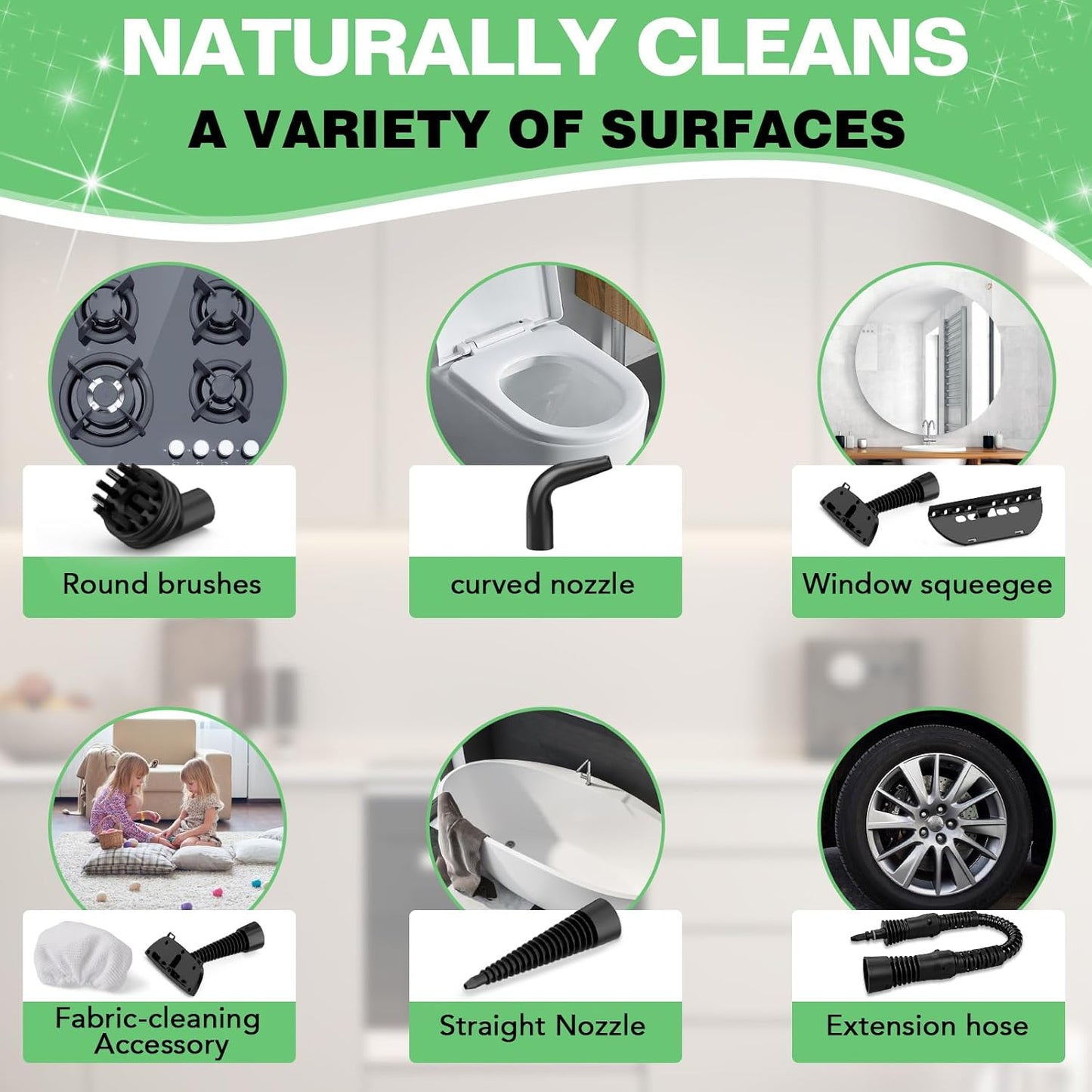 Pastrues me avull KOITAT SC307 Handheld Steam Cleaner, 1050w, i bardhë/zi