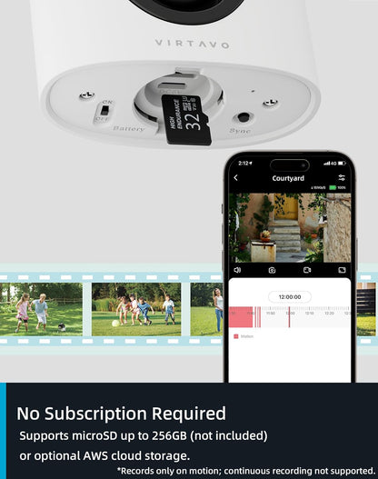 Kamerë sigurie VIRTAVO VistaFask 2K QHD, Wireless, Indoor/Outdoor, Alexa, e bardhë/zezë