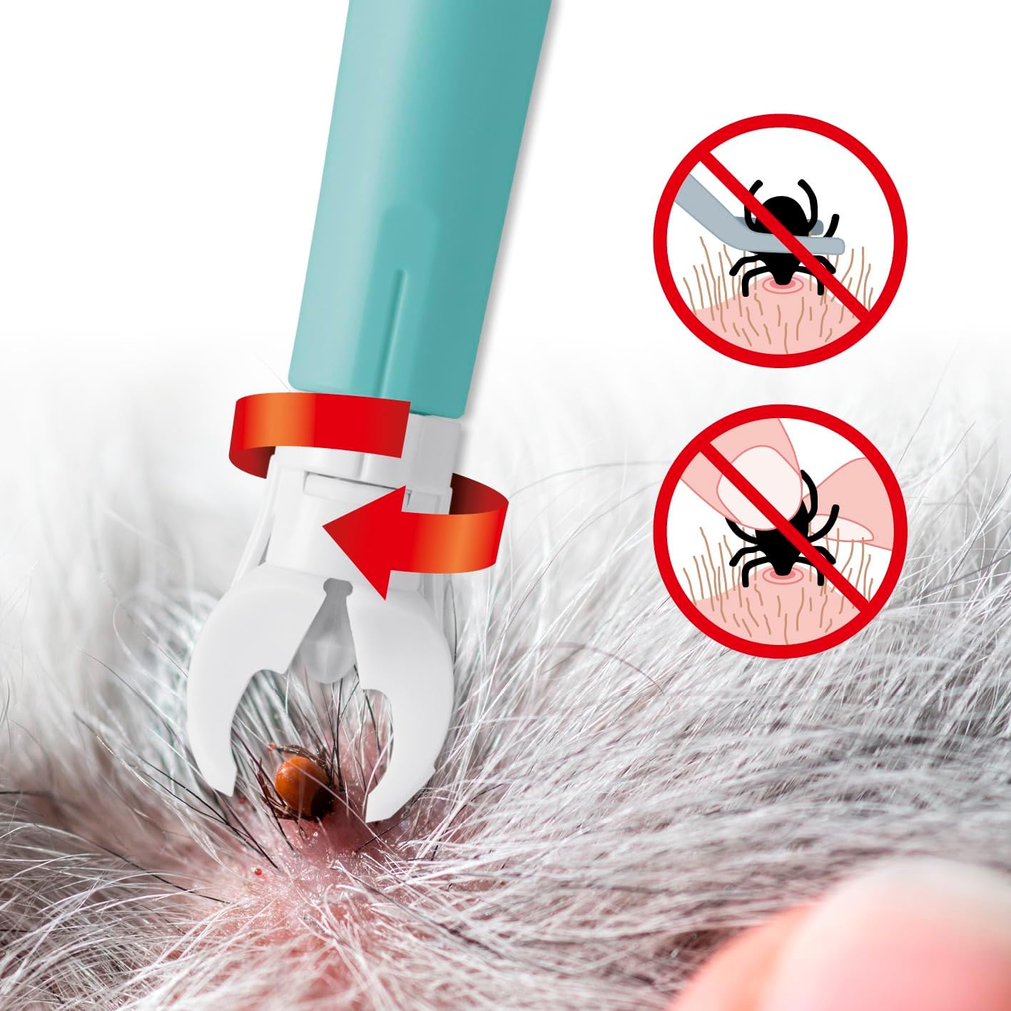 Heqës rriqnash për kafshë tickSAFE PET Zeckengreifer, me kokë rrotulluese, i gjelbër/bardhë