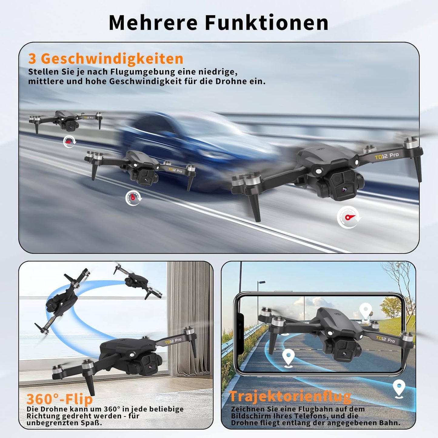 Dron Toladrone TD12 PRO, 1080P, brushless, i zi