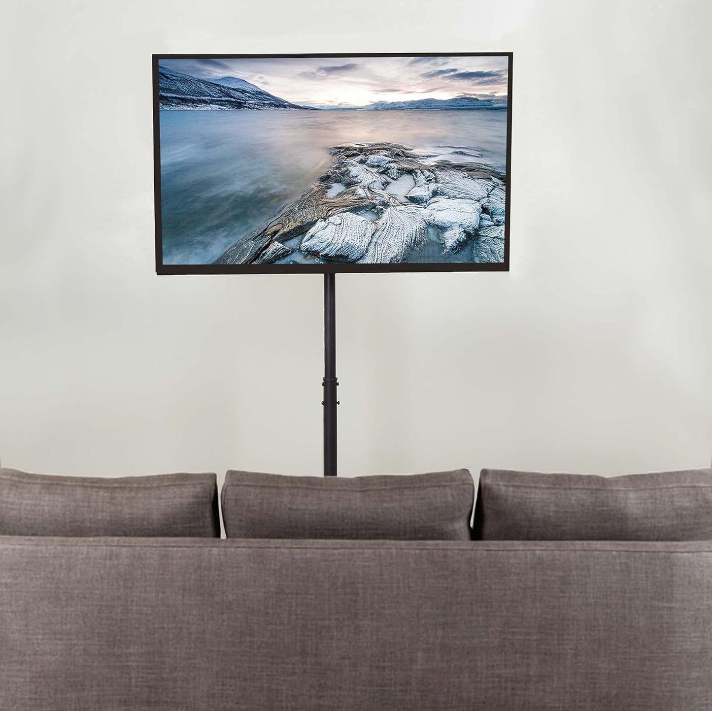 Stand për TV V.I.V Stand-TV07, për 32”–65”, VESA 75×75–600×400, lartësi e rregullueshme, metalik, i zi