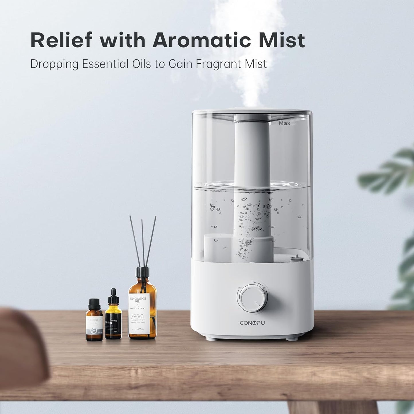 Lagështues ajri CONOPU DH-JSD03 Ultrasonik, avull i ftohtë, punë e qetë, dizajn modern, ngjyrë e bardhë