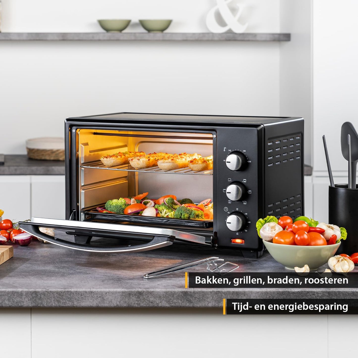 Furrë elektrike TZS First Austria FA-5043-1, 30 L, 1600 W, e zezë