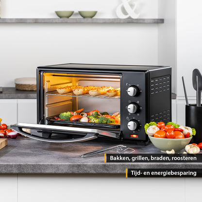 Furrë elektrike TZS First Austria FA-5043-1, 30 L, 1600 W, e zezë