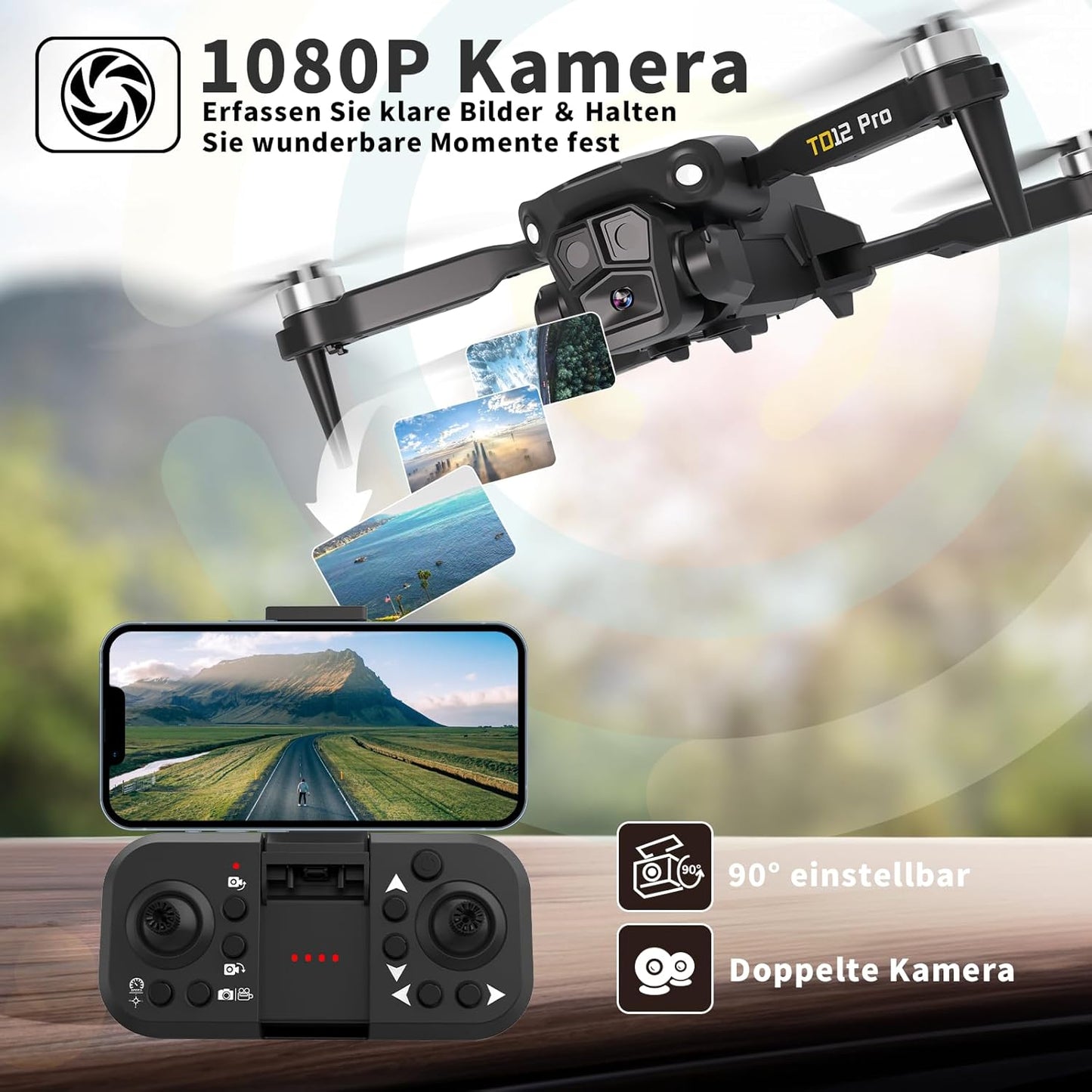 Dron Toladrone TD12 PRO, 1080P, brushless, i zi