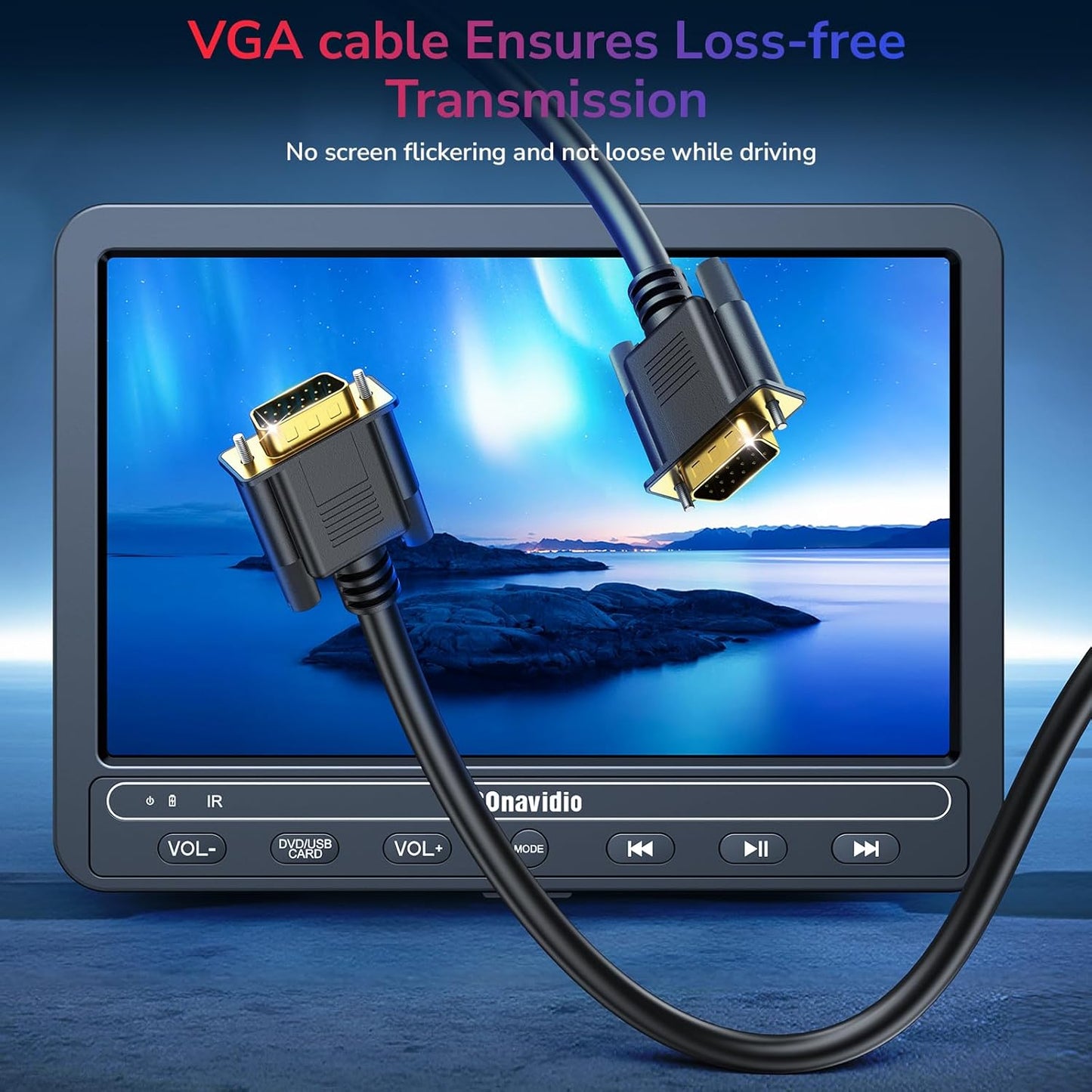 Portable Video Player për Makinë Dual Screen, 2×10”, USB/SD/DVD, i zi