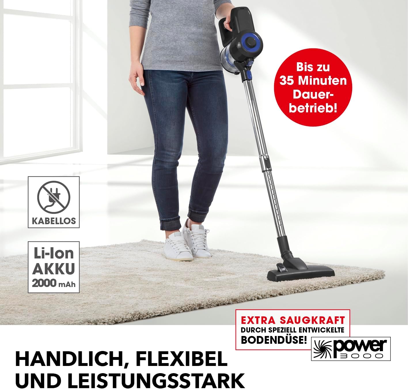 Fshesë elektrike CLEANmaxx Akku-Zyklonstaubsauger, Li-Ion 2000 mAh, e zezë