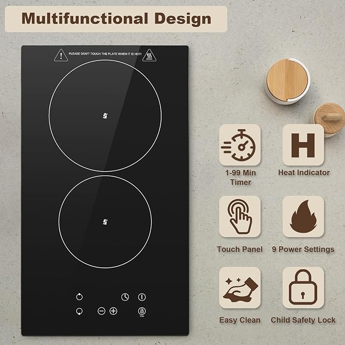 Pllakë gatimi qeramike KICHPOWER Double Ceramic Hob RS01A, 2800 W, e zezë