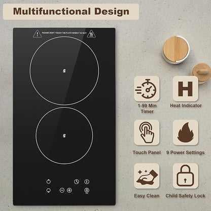 Pllakë gatimi qeramike KICHPOWER Double Ceramic Hob RS01A, 2800 W, e zezë