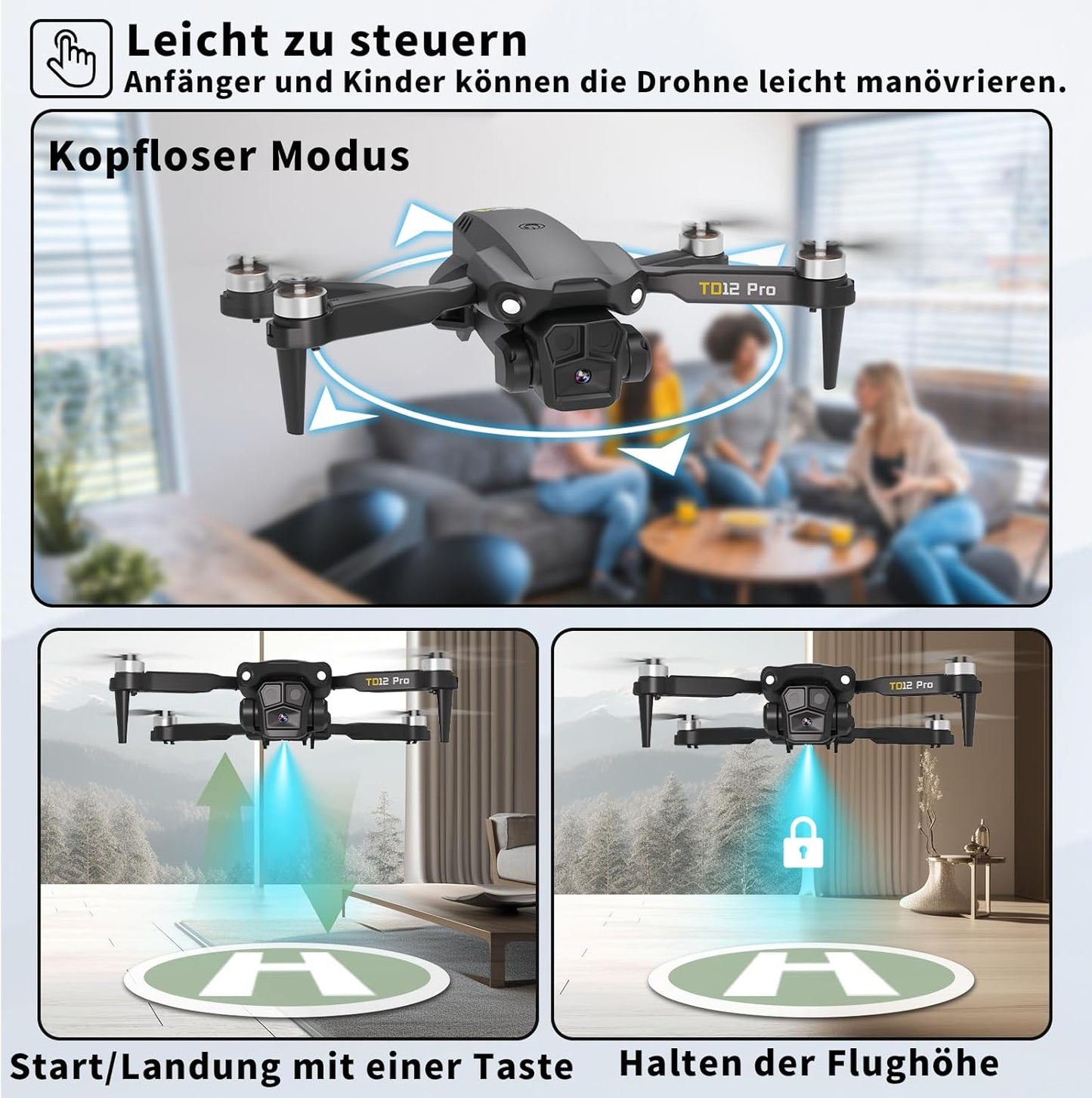 Dron Toladrone TD12 PRO, 1080P, brushless, i zi