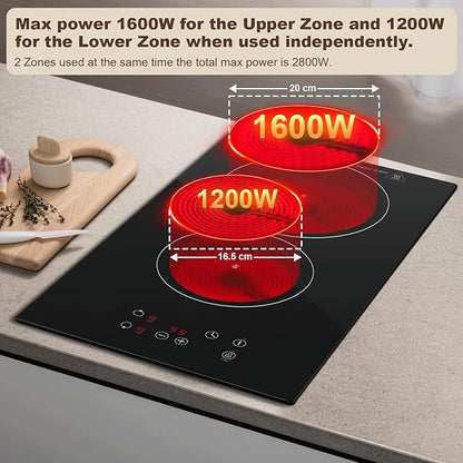 Pllakë gatimi qeramike KICHPOWER Double Ceramic Hob RS01A, 2800 W, e zezë