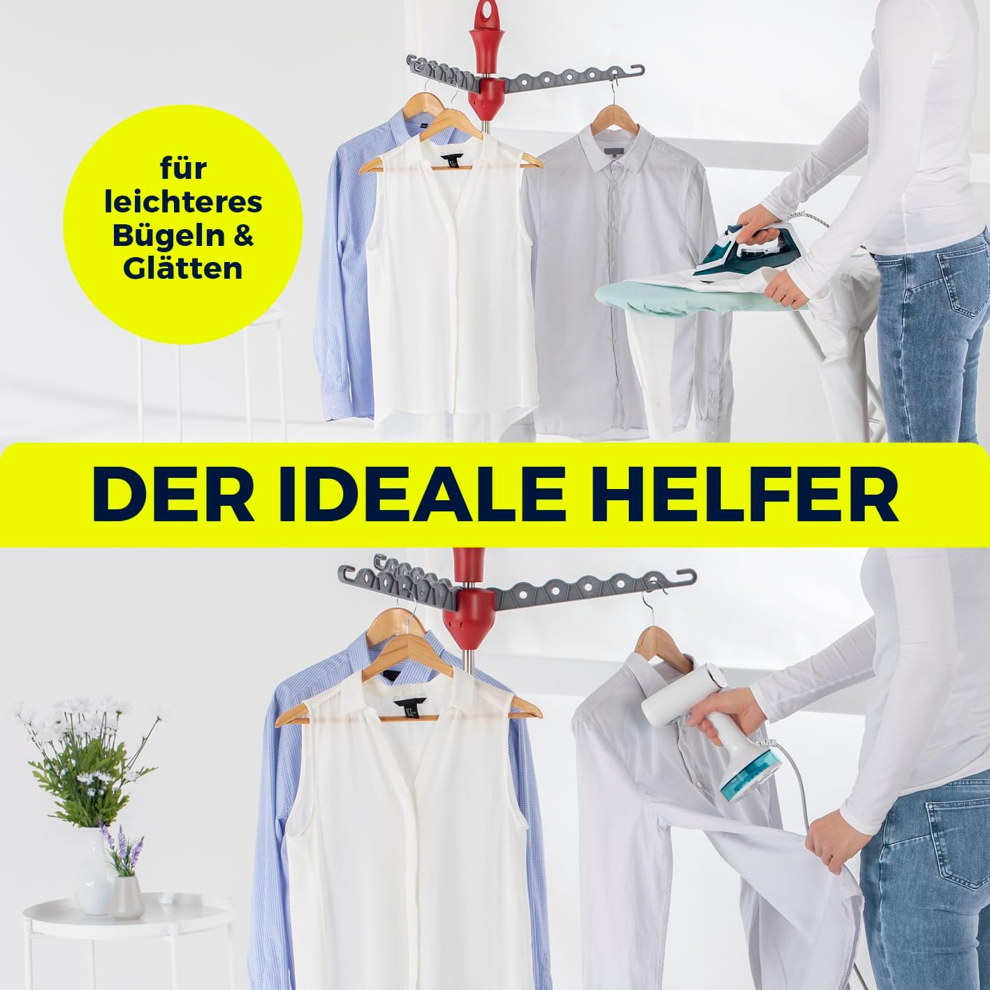 Mbajtëse rrobash EASYmaxx Wäscheständer, palosëse vertikale, lartësi 160–170 cm, metalike, ngjyrë gri