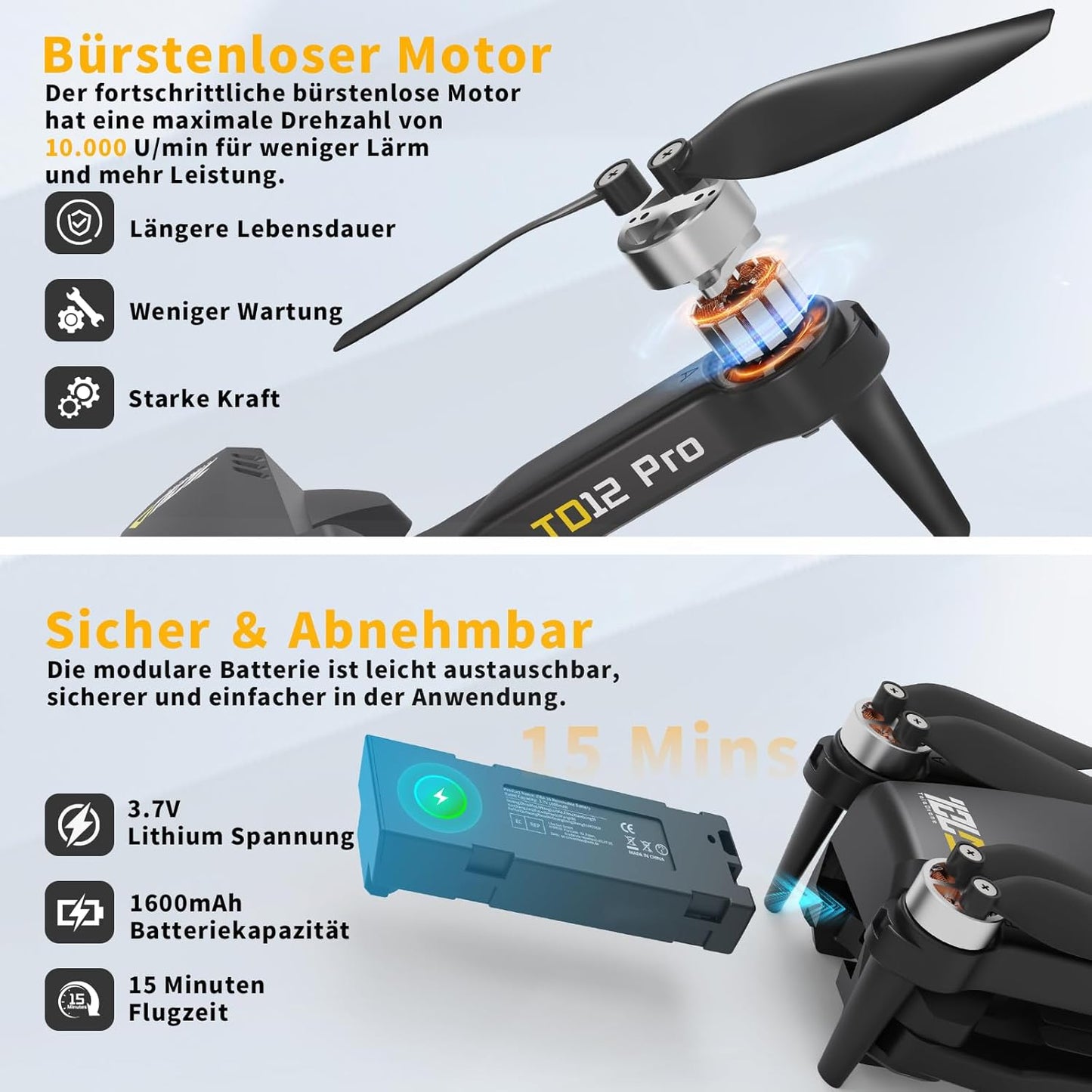 Dron Toladrone TD12 PRO, 1080P, brushless, i zi