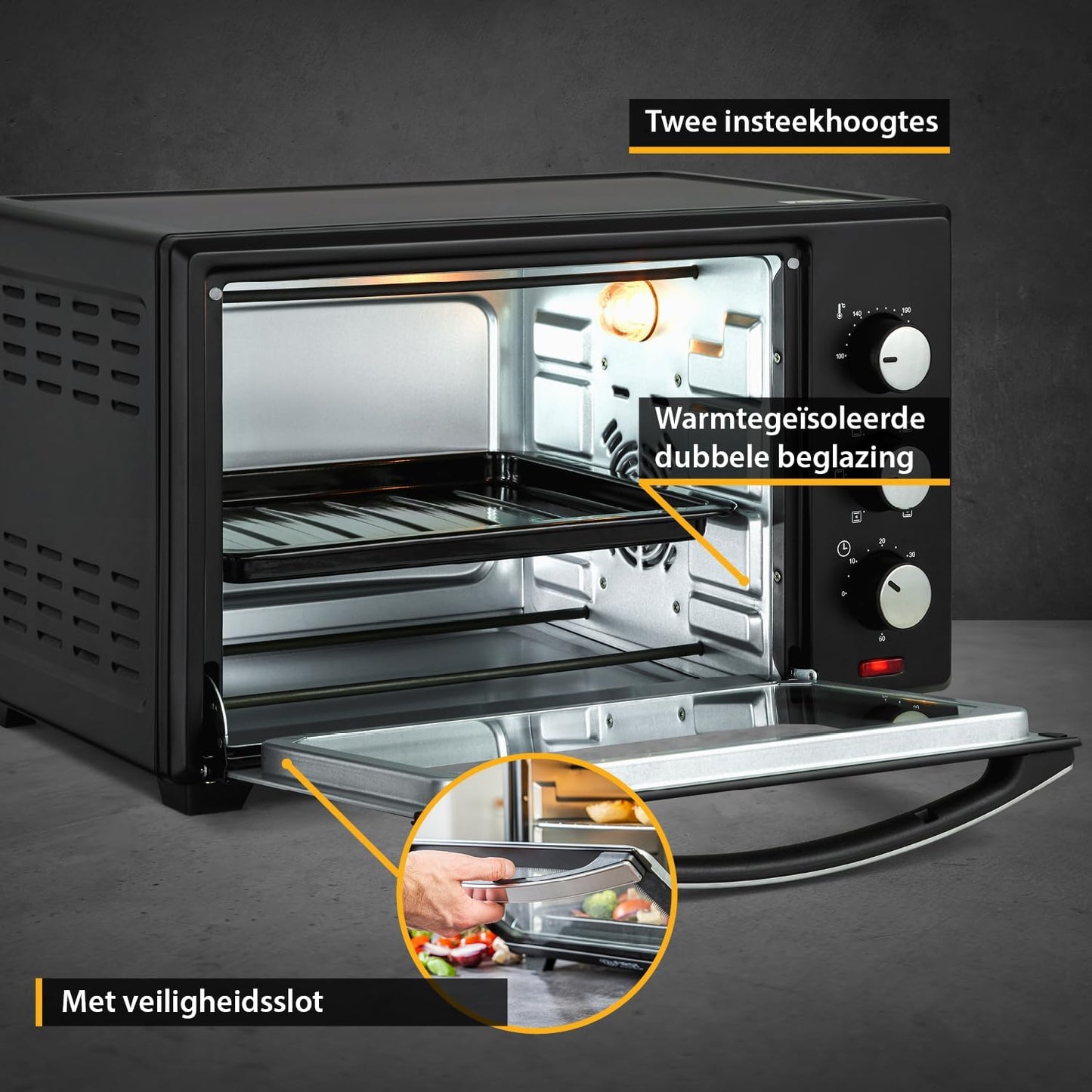 Furrë elektrike TZS First Austria FA-5043-1, 30 L, 1600 W, e zezë